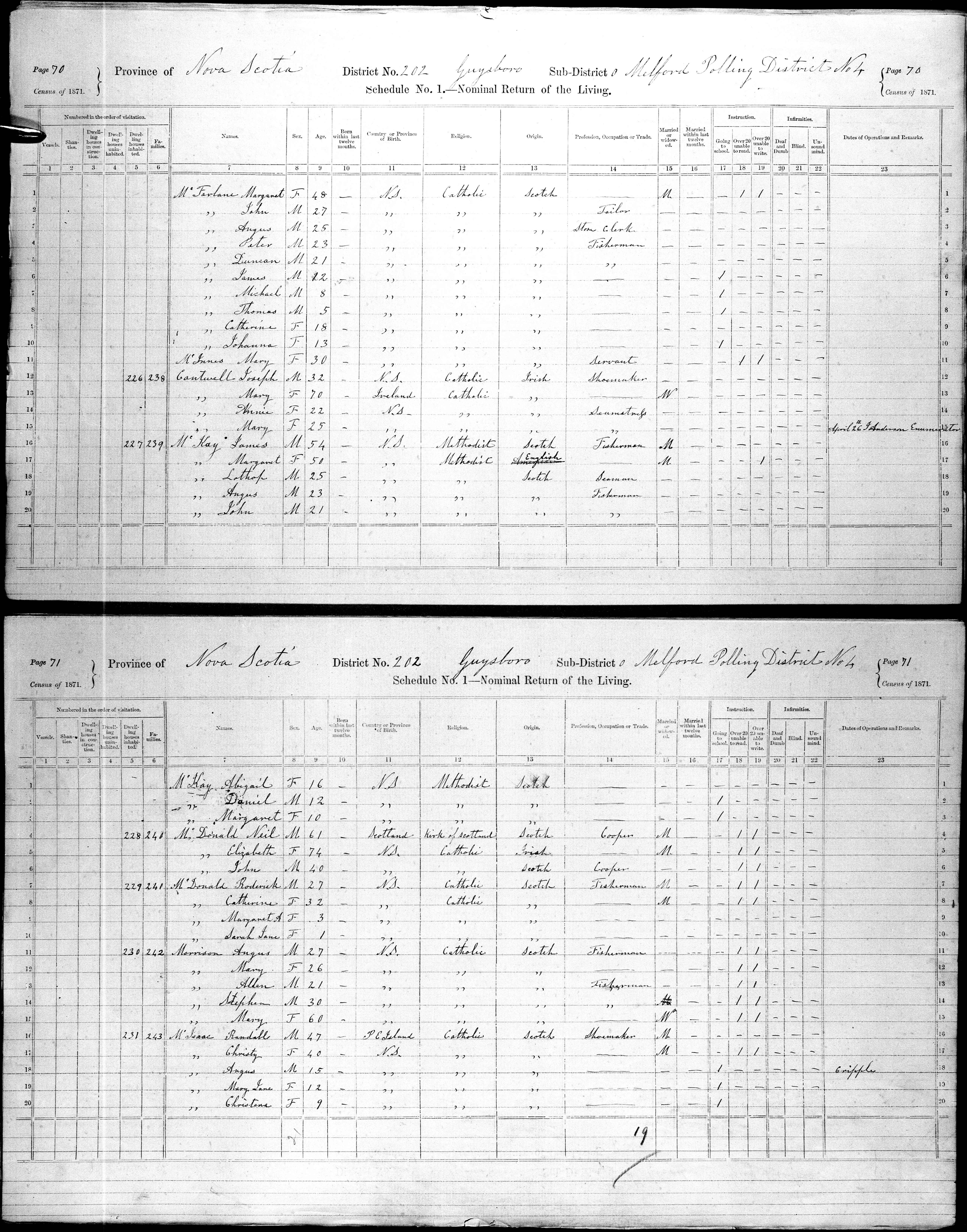 1871 census MaKay Family