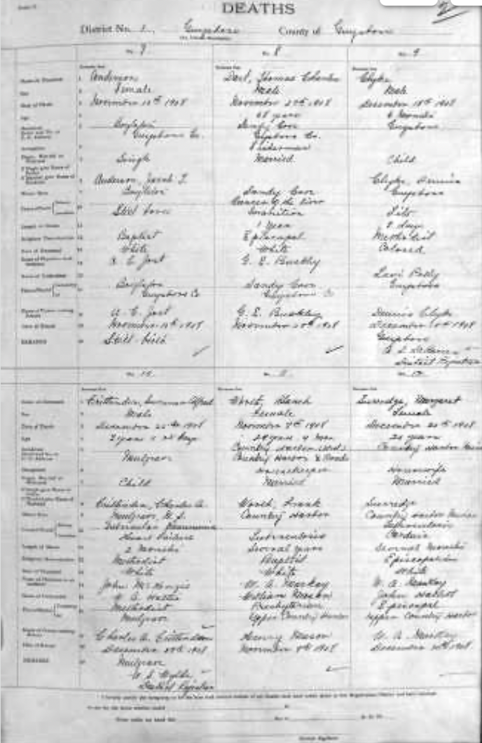Death certificate Sumner Alfred Crittenden