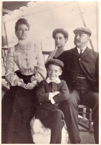 L-R Gertrude Foster, Annie "Sis" Foster, Clement Foster, front either Percy or Walter Edgar "Mike" Foster