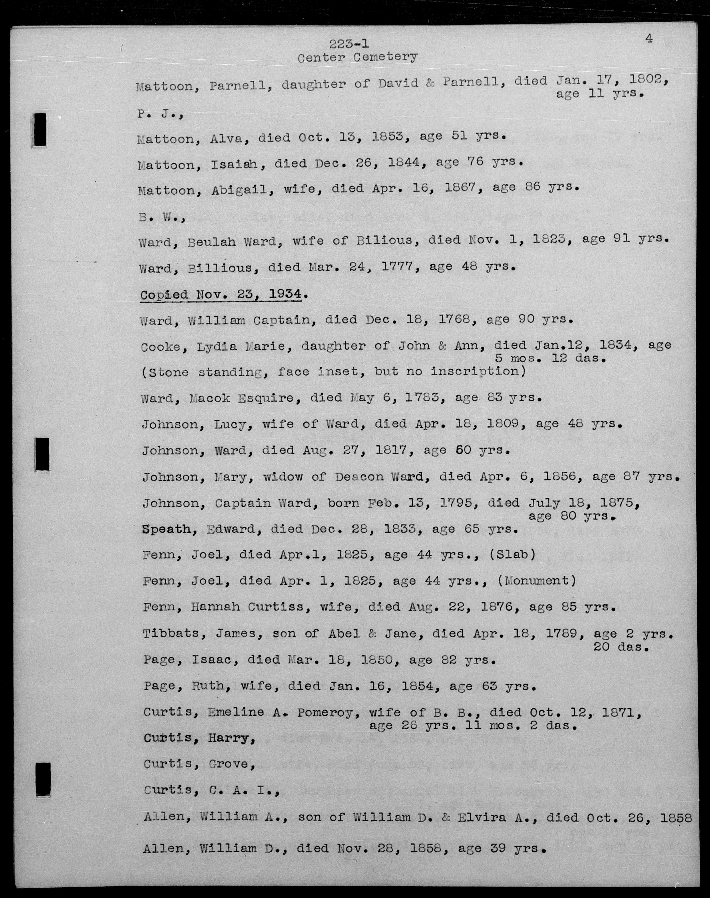 Gravestone Transcription Records