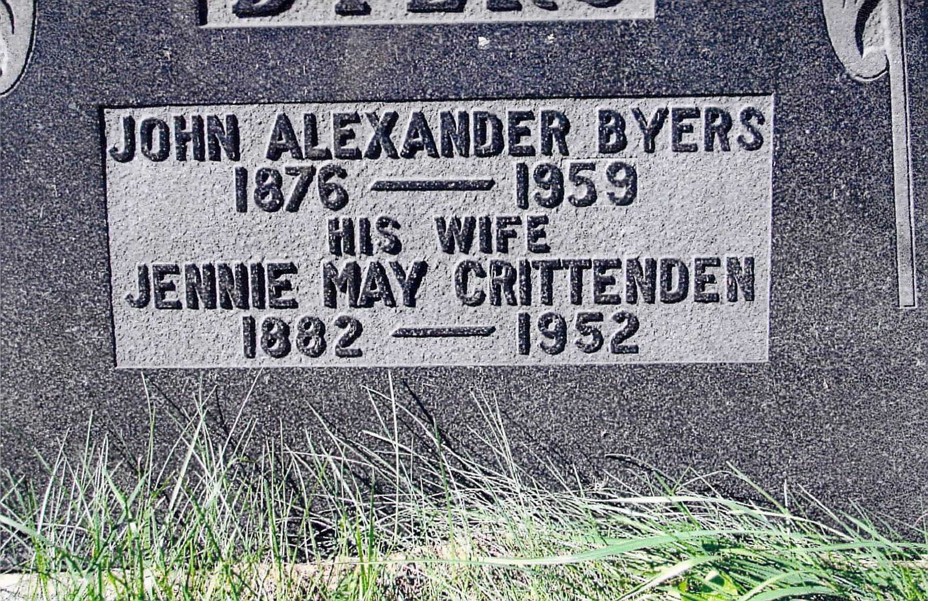 Headstone Jennie Crittenden-Byers