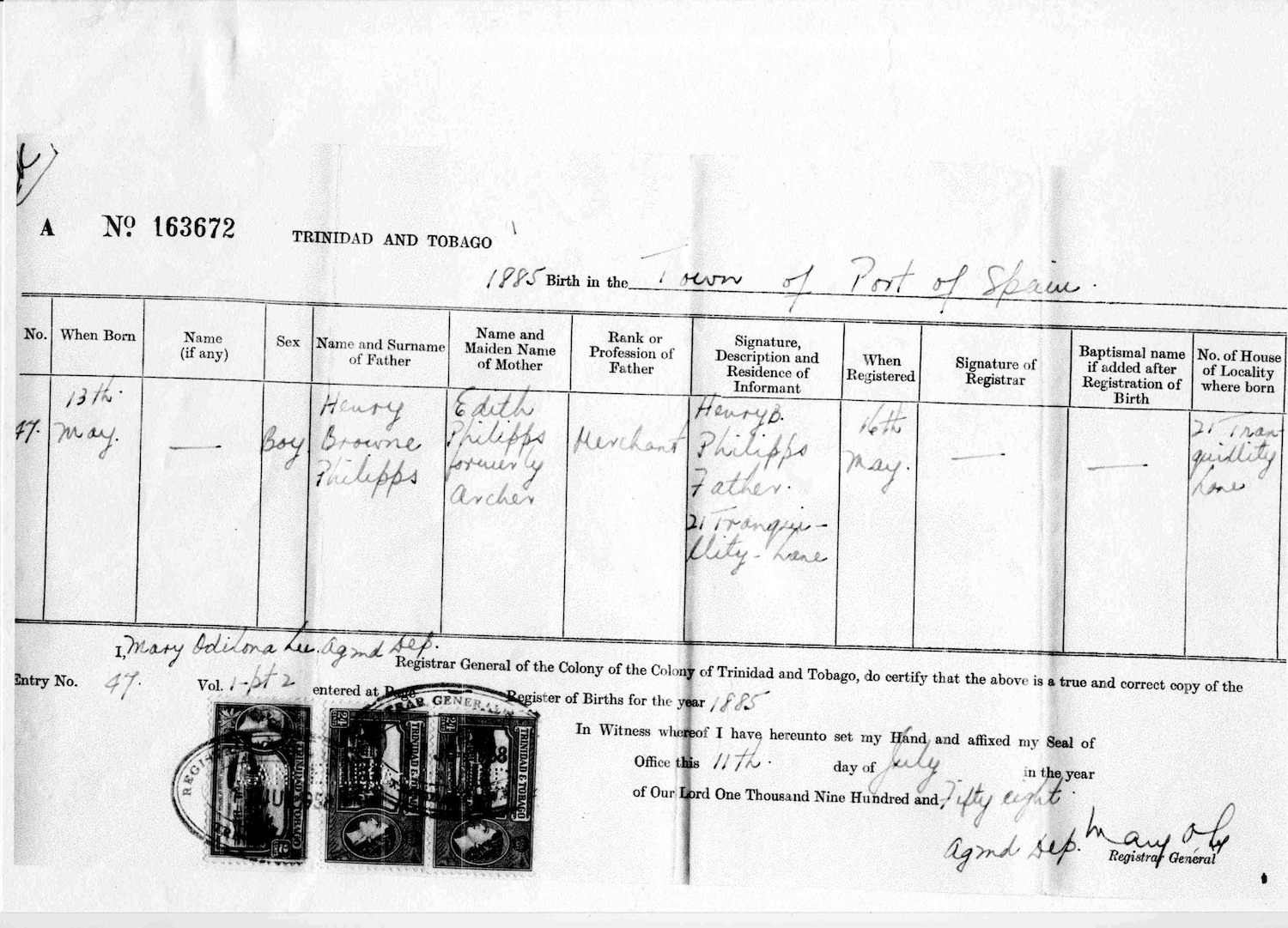 Henry Browne Philipps - Birth Certificate - 13 May 1885.jpg