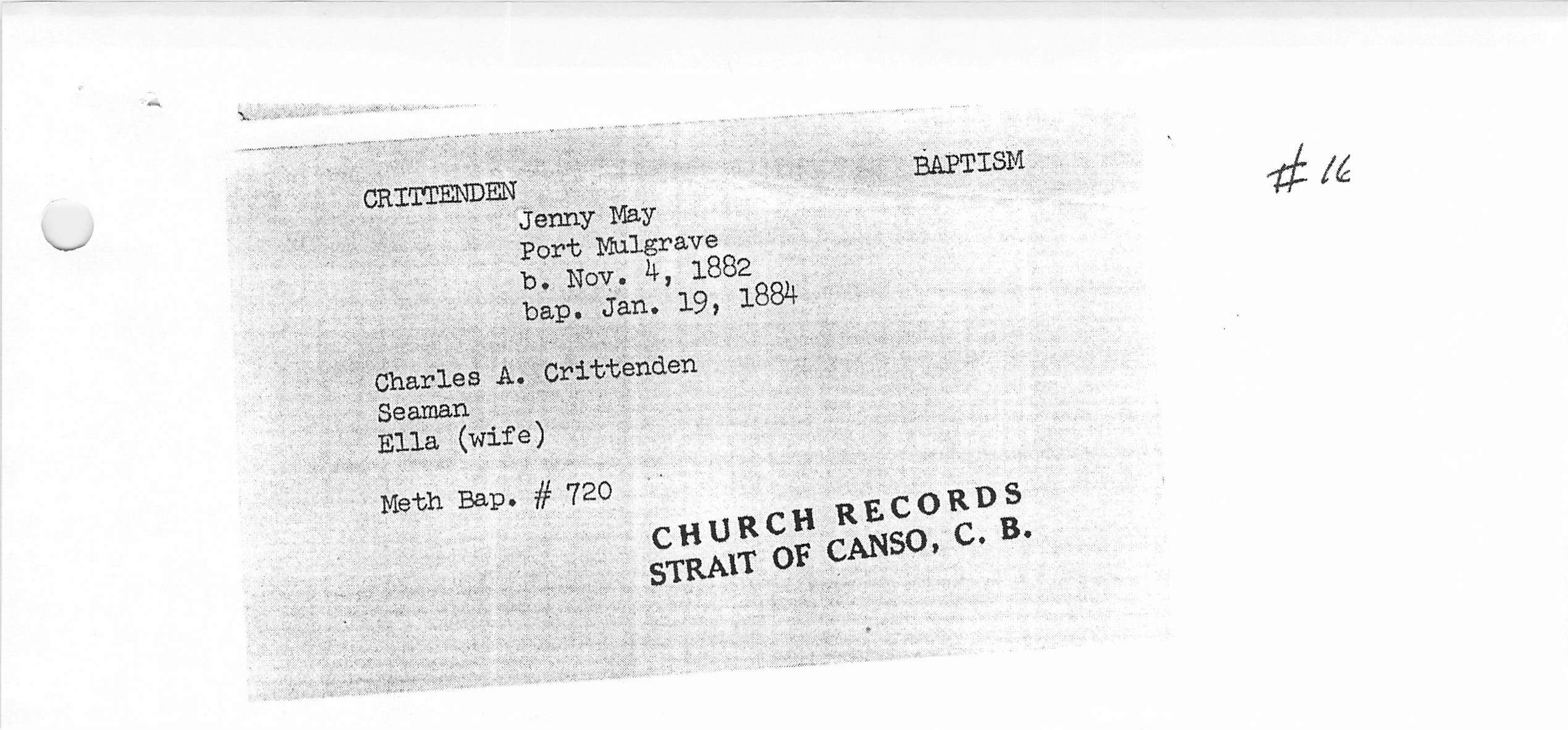 Jenny may Crittenden Baptism