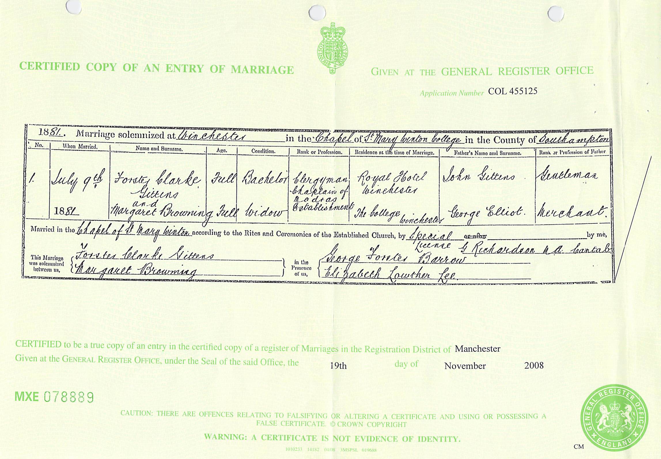 Marriage Certificate