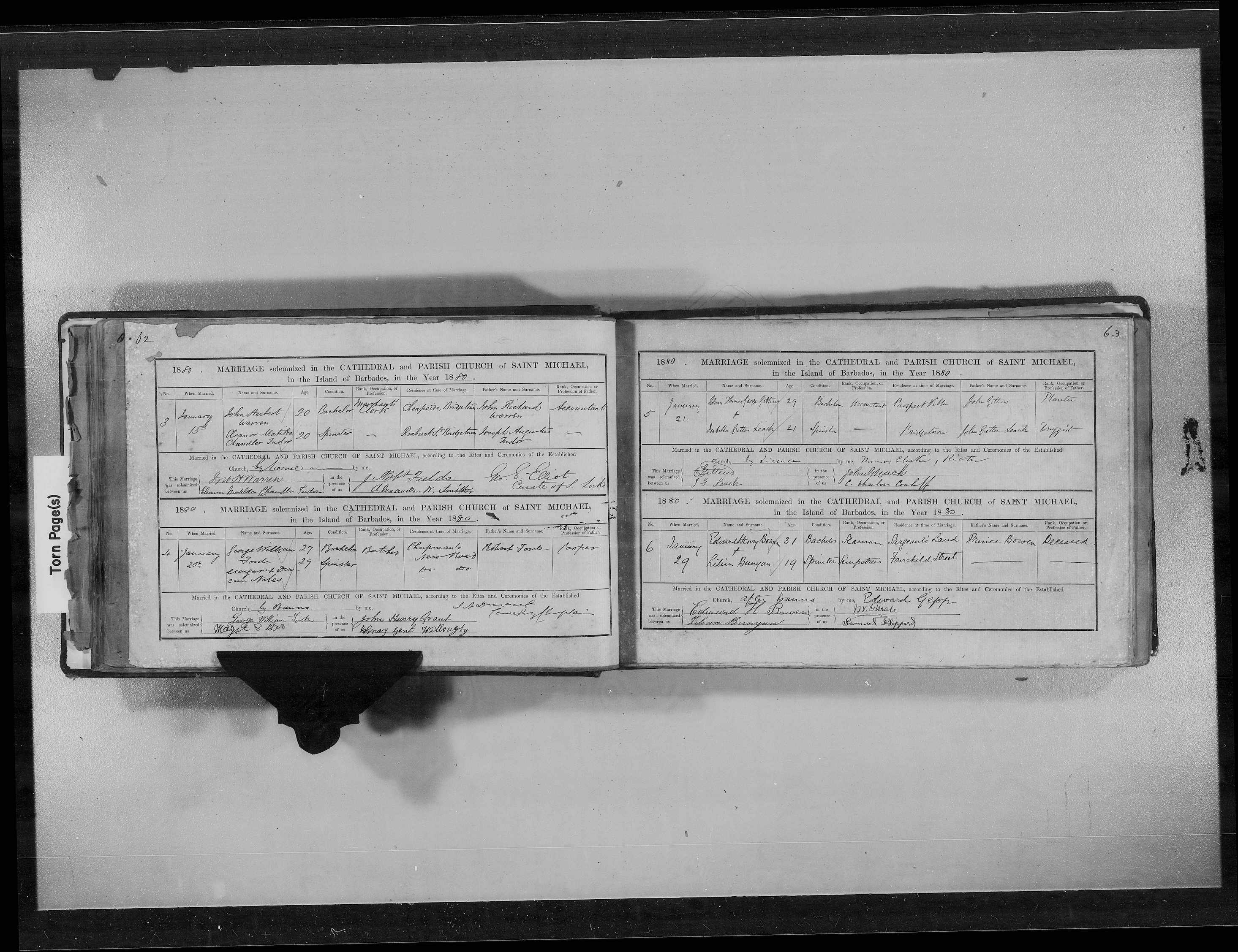 Marriage Gittens to Leach 1880