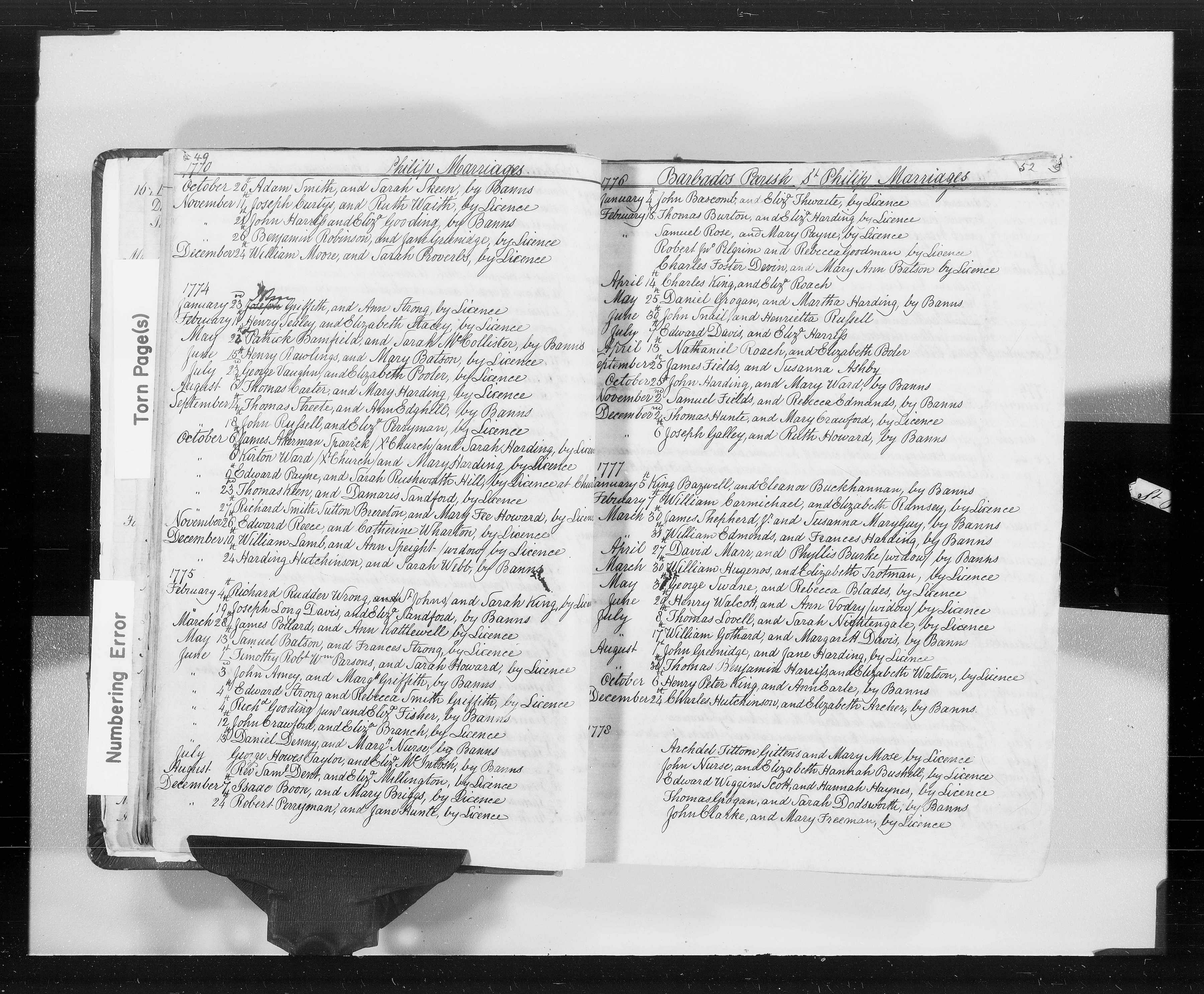 Marriage Gittens to Mose 1778