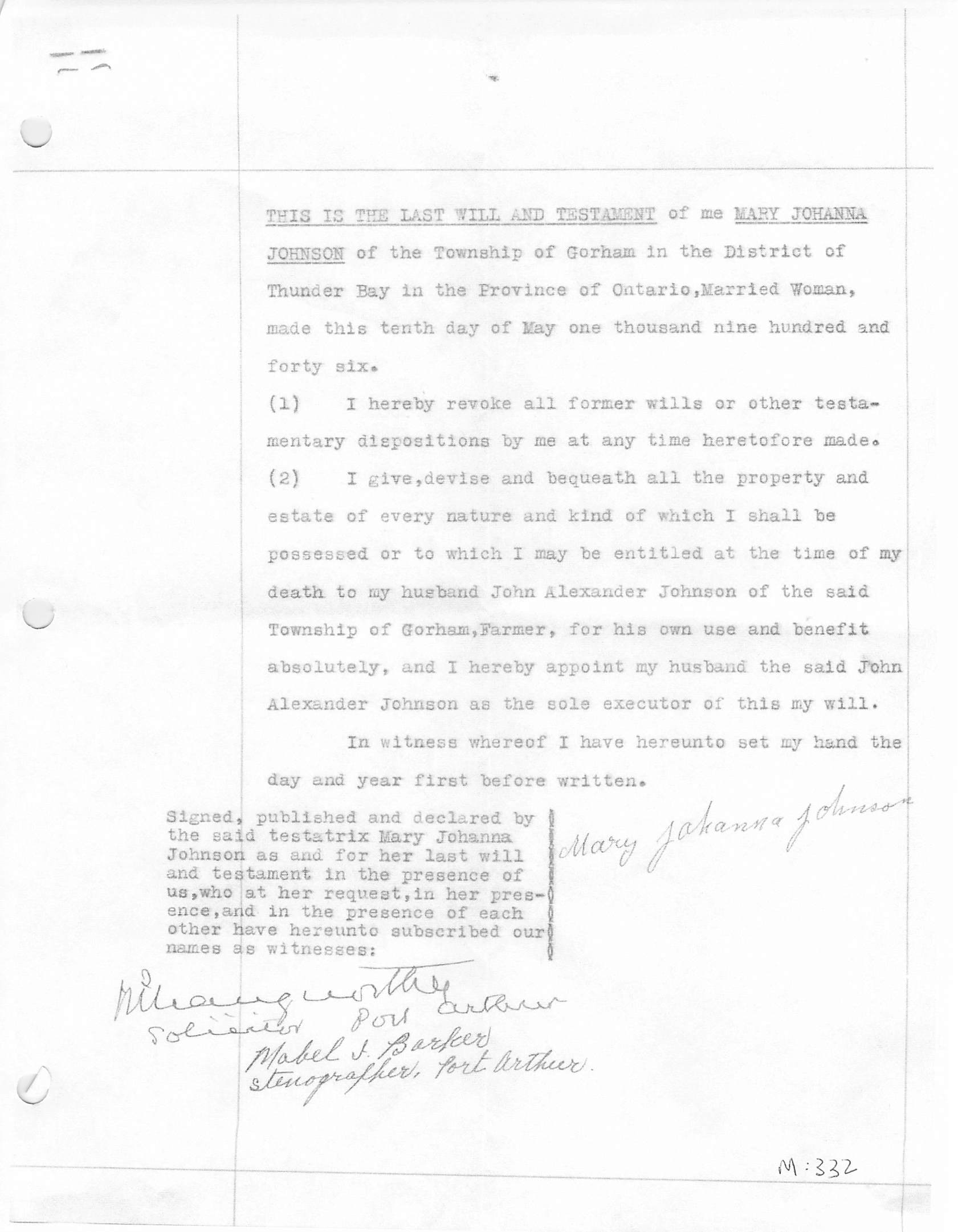 Mary Johnson will
