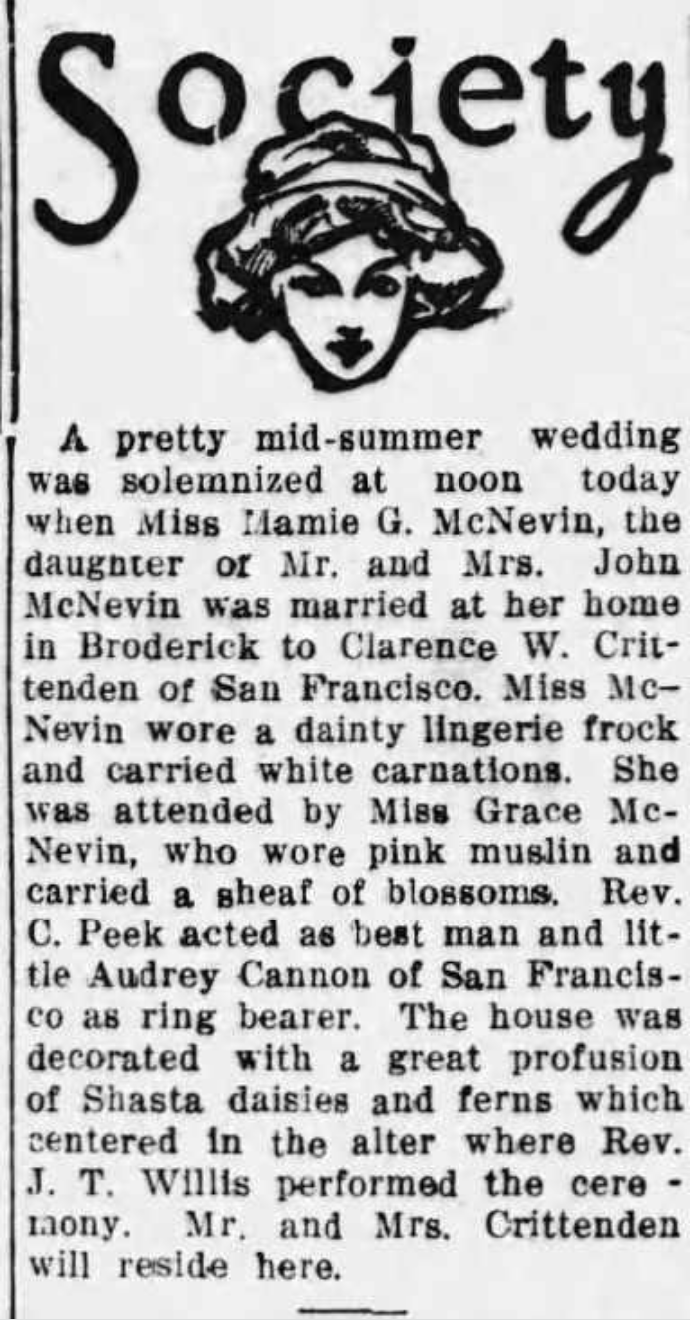 McNevin-Crittenden Marriage