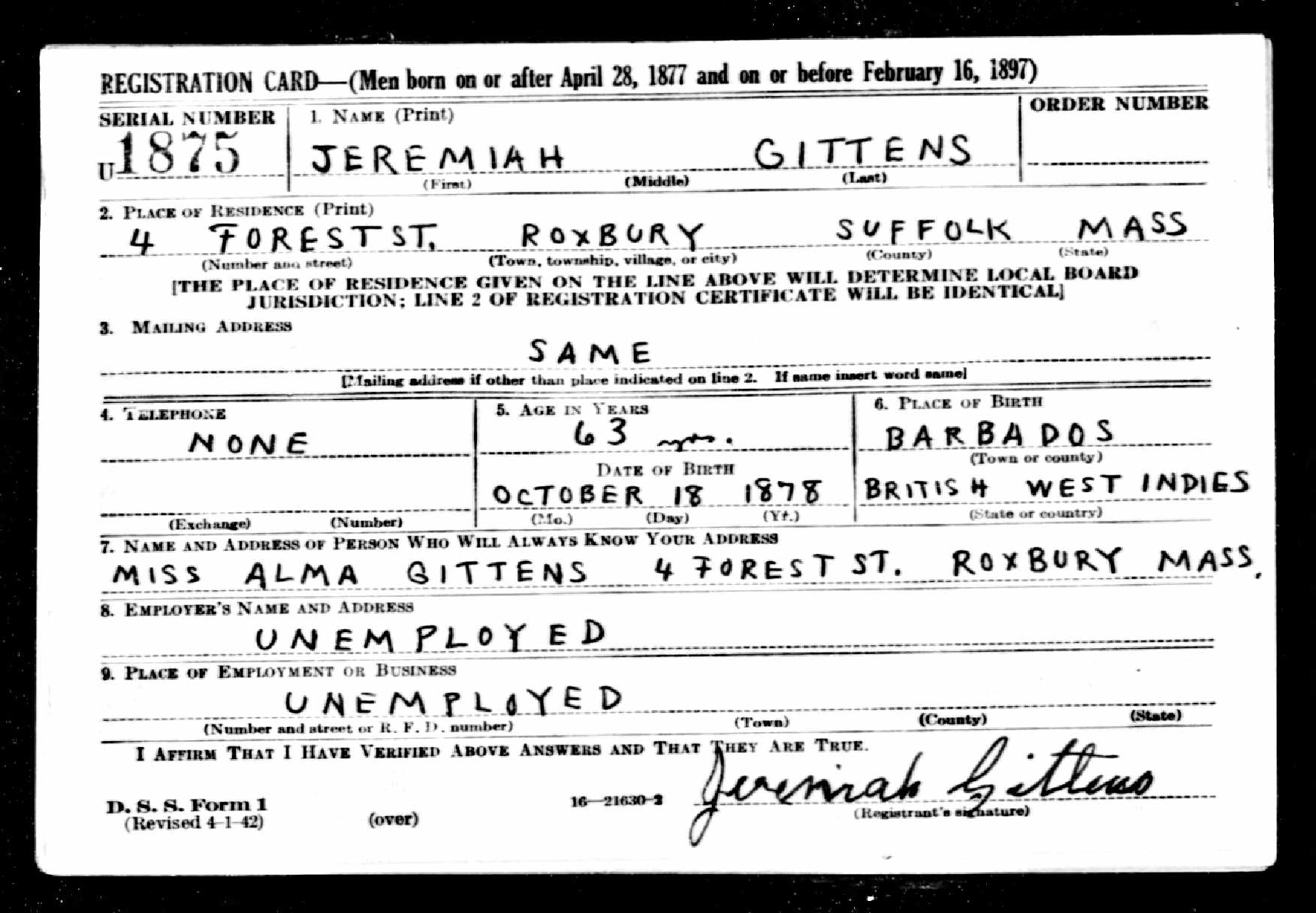 U.S.WorldWarIIDraftRegistrationCards1942ForJeremiahGittens.jpg