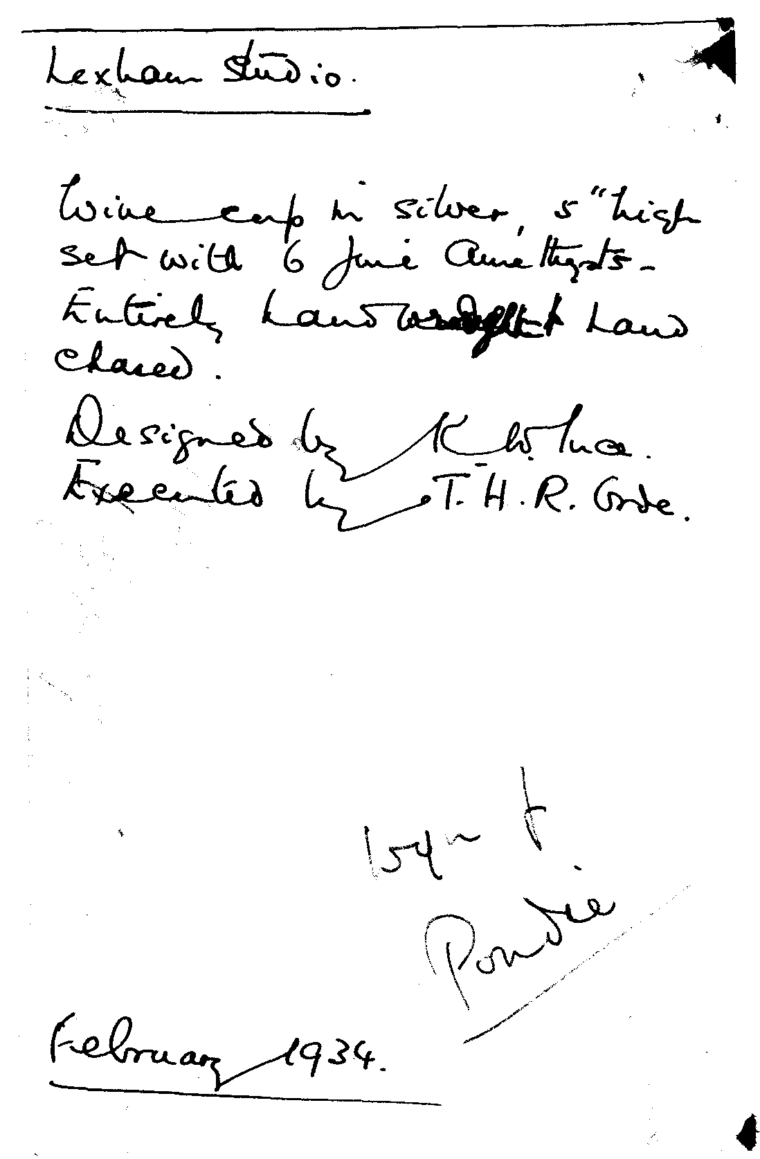 Writing on Reverse of Goble Picture
