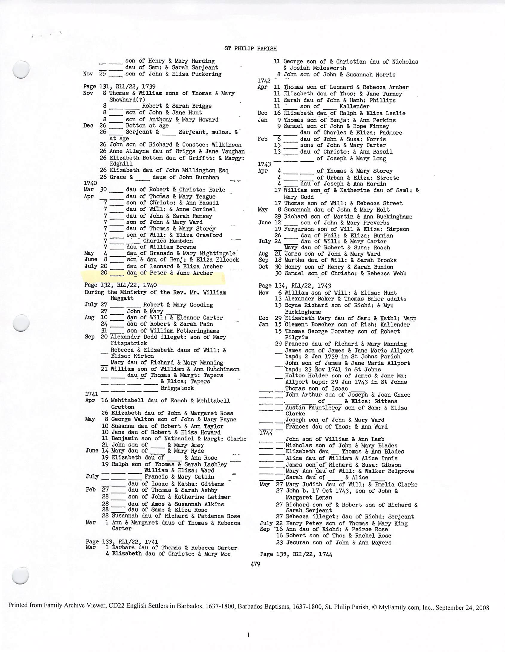 dau of Pter-Jane Archer 1740